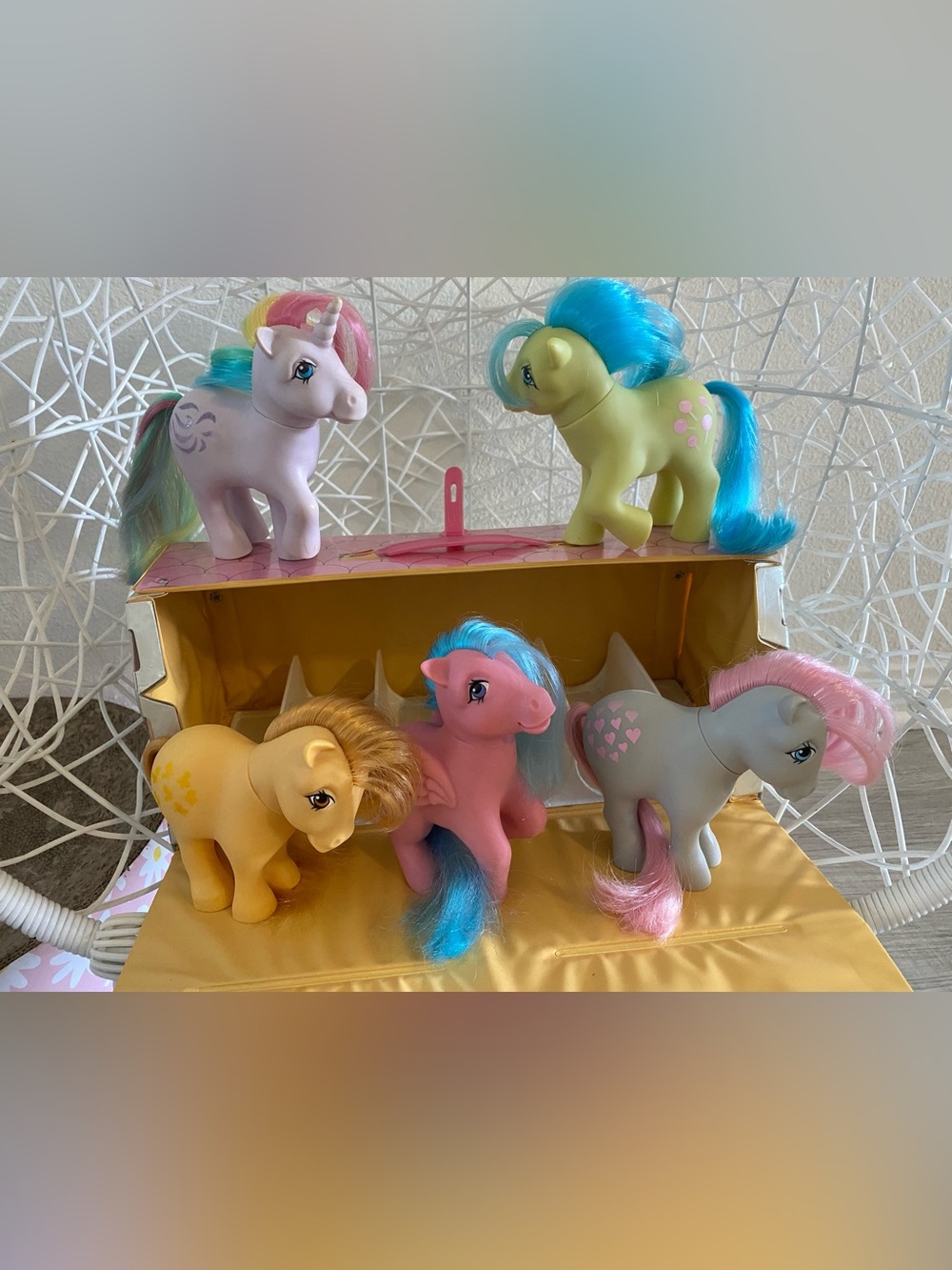 VTG 80’s My Little Pony MLP Carry Case + 5 G1 Ponies Windy Snuzzle Butterscotch